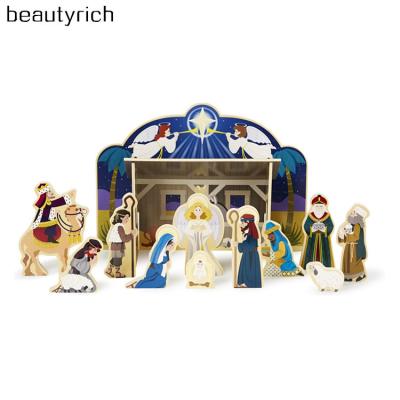 China Africa Wooden Nativity Set Small, Handmade Decoration For Christmas Wooden Nativity Figurine Nativity Set for sale