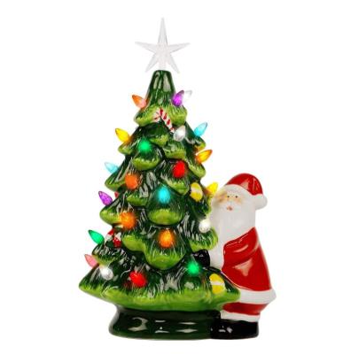 China Home Decoration Ceramic Xmas Ceramic Christmas Tree, 13 Inch LED Light Up Ceramic Tabletop Christmas Tree with 54 Multicolor Lights for sale