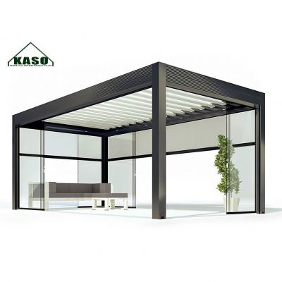 China Easily Assembled Automatic Balcony Decoration Patio Gazebo Pergola Waterproof Louvre Cover Pergola Designs for sale