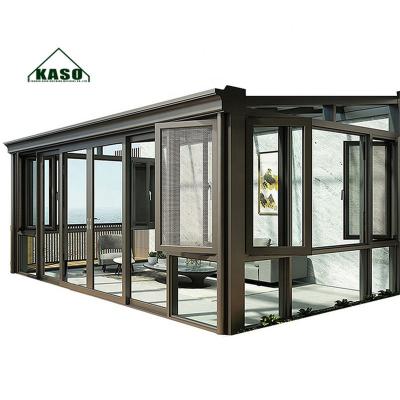 China Manufacturer Villa Garden Insulated Extrusions 4 Season Conservative Portable Glass House Aluminum Sunroom Lean Water Proof Slope Roof for sale