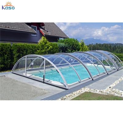 China Curved Retractable Spa Outdoor Dome Air Hot Tub Clear Diy Pool Enclosure Tent Winter Pool Cover for sale