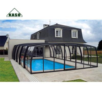 China Retractable aluminum patio screen frame modern outdoor glass fence modern vinyl sunroom for swimming pool for sale