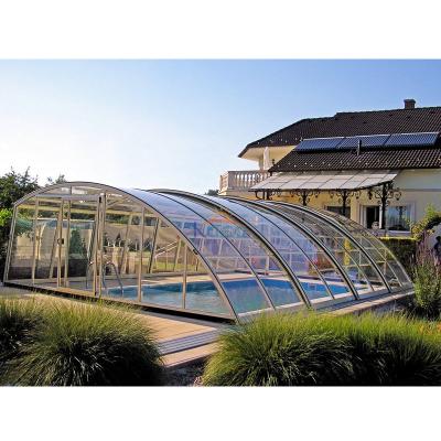 China Mansard /Dome/Gable Roof Diy Telescopic Shade Pool Cover Automatic Retractable Fence for sale