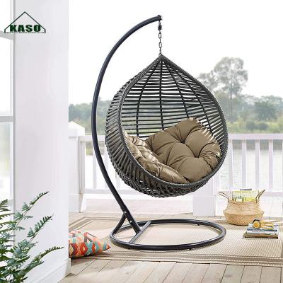 China Modern Outdoor Metal Furniture Garden Swing Chair Hanging Bed 2 Seat Set Plastic Rattan Table Patio Swing for sale