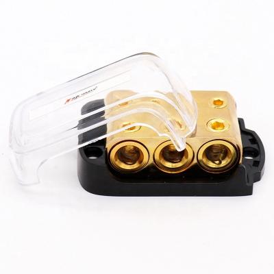 China Auto Gauge 0/2/4 Into 0/2/4 Gauge Out Power Distribution Copper Block For Car Audio Splitter (3 Into 4) for sale