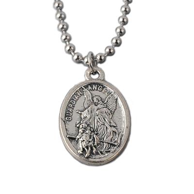 China Wholesale Religious St Michael and Angel Oval Charm Catholic Gifts with Stainless Steel Chains Religious Talisman Pendant Necklace for sale