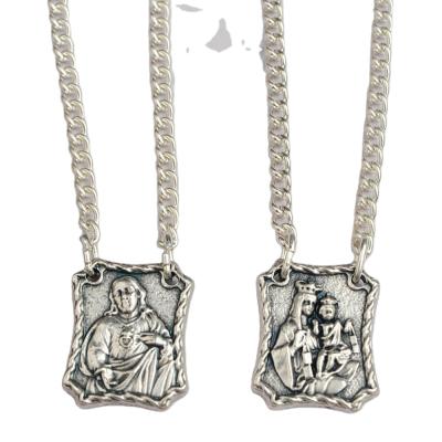 China Antique Silver Plated Religious Zinc Alloy Pendant Catholic Scapular Divine Mercy For Wholesale for sale