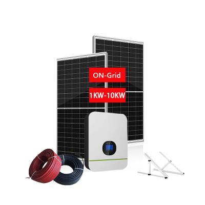 China 3kw 5kw 8kw 10kw home mono on-grid solar panel lighting system for sale