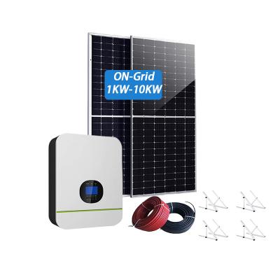 China Best quality home 3kw 5kw 8kw 10kw on grid solar power system solar system for commercial for sale