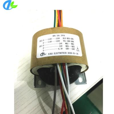 China Power 30VA R Type Dual Output Transformer 0-110-120V 24V 6V Output For Audio Linear Power Supply for sale