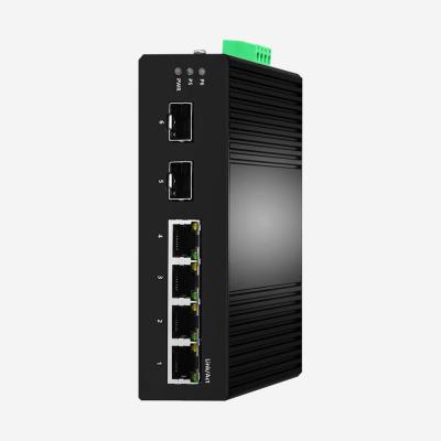 China IP30 Rate, CE ROHS Industrial Gigabit Unmanaged Ethernet Switch With 2 SFP Fiber Ports 4 RJ45 Ports for sale