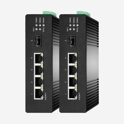 China IP30 industriële 100 Mbps Ethernet Schakelaar met 1 SFP 4 RJ45-Havens Te koop