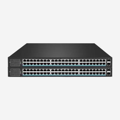 중국 48 10/100/1000 Mbps RJ45 포트 덤브 스위치 2 SFP 슬롯, 랙 마운트 기능 판매용