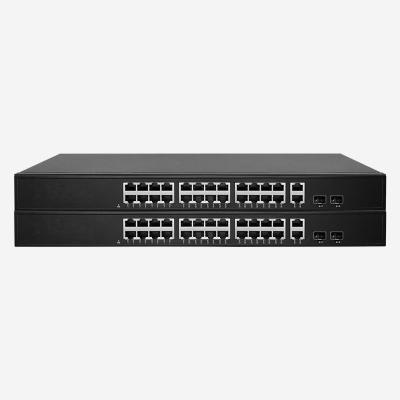 China 260W Unmanaged Ethernet Switch With 24 10/100M RJ45, 2 Gigabit RJ45 And 2 Gigabit SFP for sale