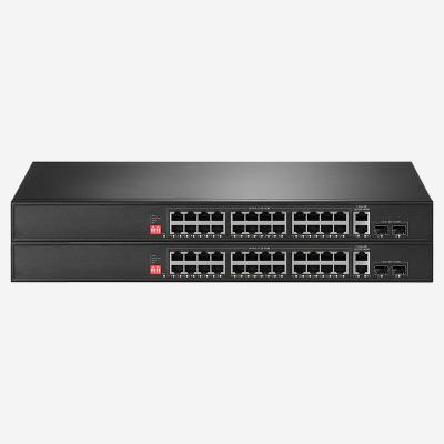 China 300W Total Power, 26 Ports Gigabit and 100M Unmanaged Ethernet Switch With 2GE SFP Ports for sale