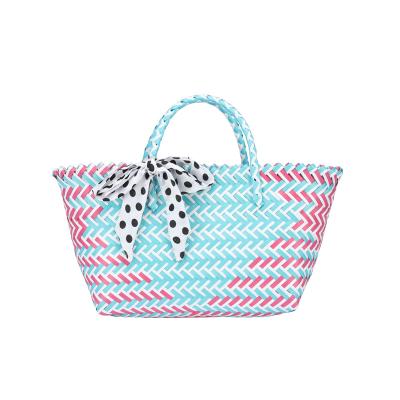 China Lady Summer Beach Tote Bags Women's Woven Basket Market Shopping Bag Women's French Picnic Bracelet Scarf Handbag Scarf Beach for sale