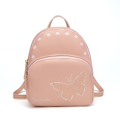 China 2021 New Mini Women Anti-theft Leather Backpacks Kids Bag Butterfly Printed Cute Backpacks For Kids Backpack for sale