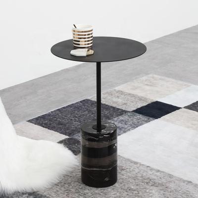 China Marble top steel structure with low marble coffee table around white coffee table side table for sale