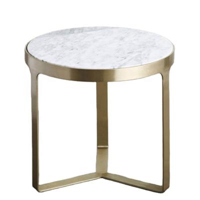 China Wholesale modern base marble top coffee table stainless steel gold hotel furniture home side table for sale