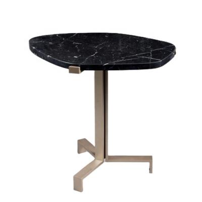 China Customized luxury modern hot iron side table black living room table top design marble coffee table for sale