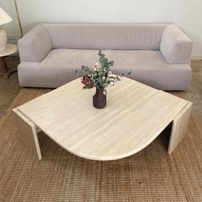 China Modern special shape coffee tables living room stone furniture italian natural stone travertine coffee table for sale