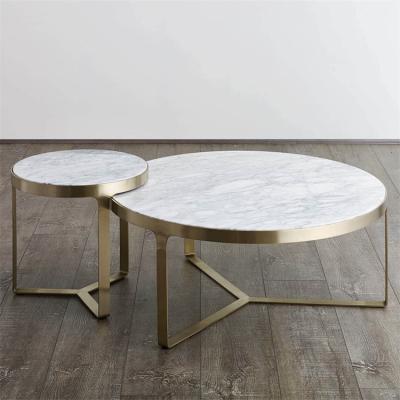 China Modern Round Base Marble Top Modern Round Coffee Tables Iron Metal Furniture Living Room Stone Top Coffee Table for sale