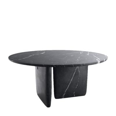 China Modern Modern nordic style round dining room table set black stone marble top dining table for sale