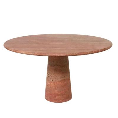 China Nordic Modern Luxury Travertine Stone Large Red Marble Dining Table Top Dining Table Style Top Dining Table for sale