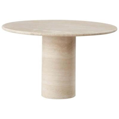 China Modern Style Furniture Luxury Modern Dining Table Around Beige Travertine Stone Dining Table for sale