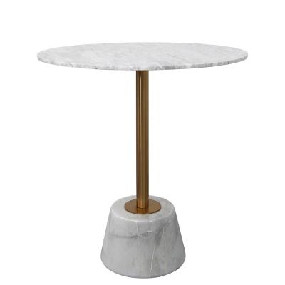 China Modern Dining Room Furniture Iron Base Round Luxury Marble Top White Dining Table for sale