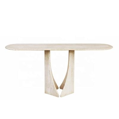 China Wholesale Modern Living Room Furniture Nordic Rectangle Hallway Travertine Beige Console Table for sale