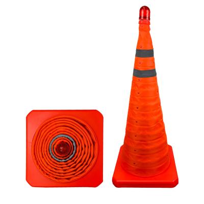 China Pavement Safety Folding Conesslow Traffic Down Fluorescent Noise Emergency Sign Road Cone Orange Safety Reflective Cones for sale