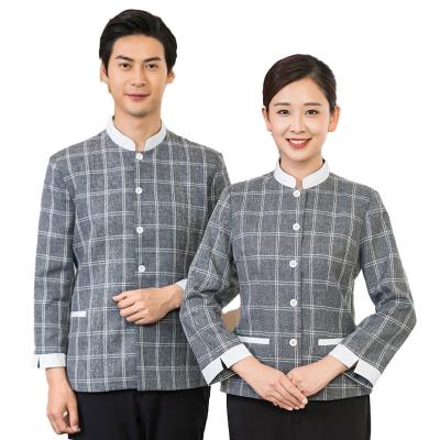 China 2022 Housekeeping Custom Design Short Sleeve Gray Cleaning Uniform Staff Uniform For Cleaning Worker Housekeeping for sale