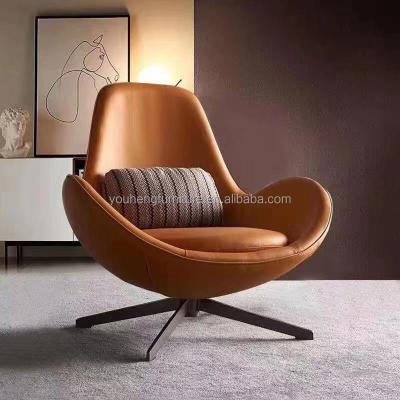 China Aviator Cushion Metal Leisure Indoor Stylish Leather Modern Living Room Shell Shaped Chair (Other) Adjustable Swivel for sale