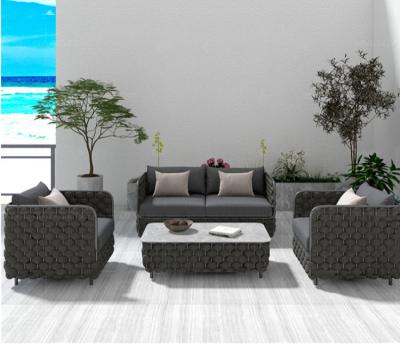 China New Design Garden Furniture Super Comfortable Modern Outdoor Furniture Best Price Handmade Woven Aluminum Waterproof Rattan Sofa Chair for sale