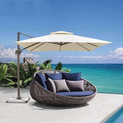 China Super Comfortable All Weather Outside Daybed Outdoor Patio Cushion Rattan Sun Bed Oval Round Rattan Sofa for sale