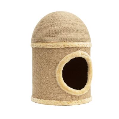 China Customized Viable Jute Rope Mushroom Castle Pet Cat Climbing Frame Suitable For All Seasons for sale