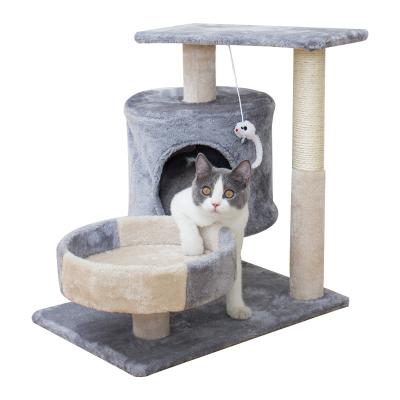 China New Viable Wholesale Gray Pink Sisal Plush Cat Scratcher Short House for sale