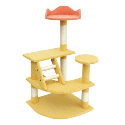 China Large Cat Treehouse Tower Scratcher Frame Climbing Slide Cat Climbing Frame High Quality Natural Yellow Sisal Sustainable for sale