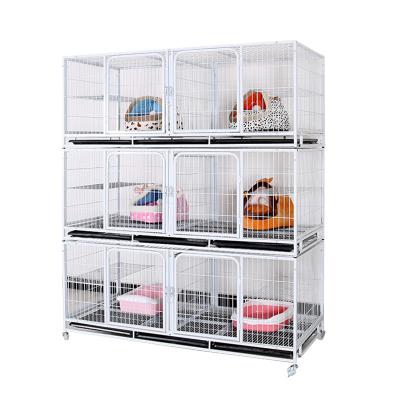 China Breeding Cage Three-Layer Pet Store Boarding Cage Stocked With Dividers Double-Layer Breeding Cat Boarding for sale