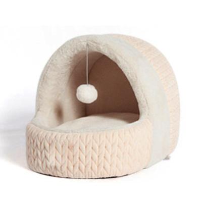 China Bell Shape Breathable Christmas Heated Indoor Foldable Pet Cat Bed House for sale