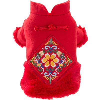 China Stocked Traditional Chinese Wholesale Fashion Woolen Winter Dog Coats Pet Clothes for sale