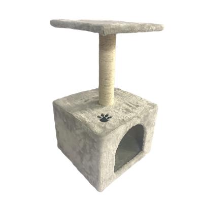 China Sustainable Small Plush Simple Wooden Cat Tree Climbing Cat Litter Suitable For Kittens for sale