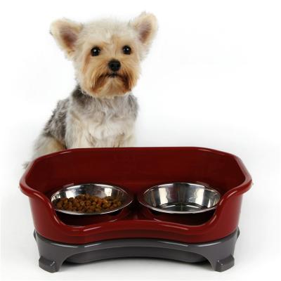 China Spill-Proof and Upturned Stainless Steel Dog Cat Bowl Viable Plastic Pet Food Rice Bowl Bowl for sale