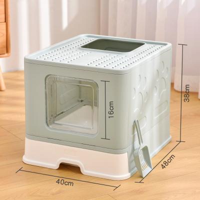 China Stored Drawer Type Cat Potty With Cat Litter Scoop Foldable Cat Bin With Lid for sale