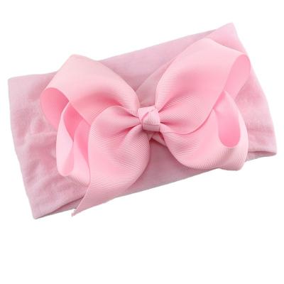 China 2021 Style European And American Wide Breath Nylon High Stretch Comfortable Soft Children 5 Inch Bow Headband for sale