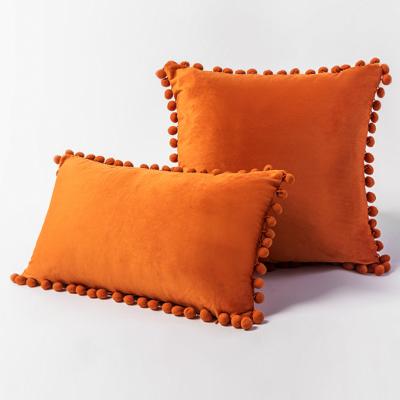 China Anti-static Decorativos Custom Velvet Pillow Cover Soft Cushion Case For Home Decor Cojines Decoration Poms Velvet Pillow Cover for sale