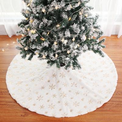 China Wedding Party High Quality Snowman Ornament Sequin Snowflake Fur Sublimation Luxe Mini Embroidered Christmas Tree Skirt 48