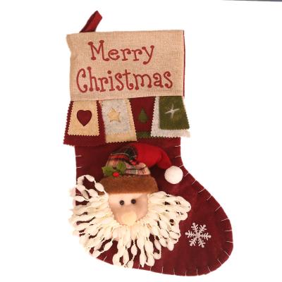 China Wedding Manufacturer Wholesale Custom 2021 Dog Snowman Santa Sack Velvet Luxury Christmas Red Canvas Stockings for sale