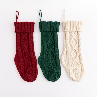 China Hot Selling Modern Christmas Stocking Design White 46cm White Knit Bulk Christmas Stocking Christmas Decoration Supplies for sale